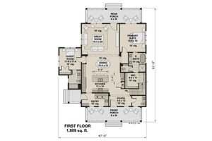 Floor Plan - Main Floor for Farmhouse House Plan #51-1277 - 4 bed, 4.5 bath