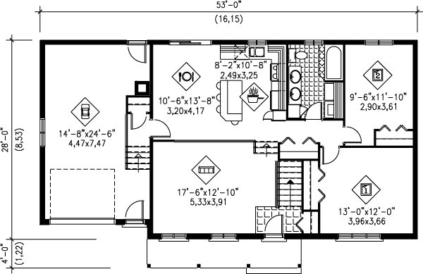 Dream House Plan - Ranch Floor Plan - Main Floor Plan #25-1022