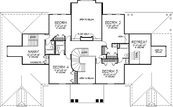 Southern Floor Plan - Upper Floor Plan #320-366