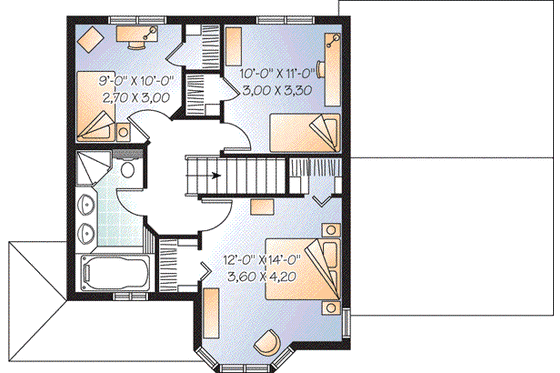 Floor Plan - Upper Floor for Traditional House Plan #23-672 - 3 bed, 1.5 bath