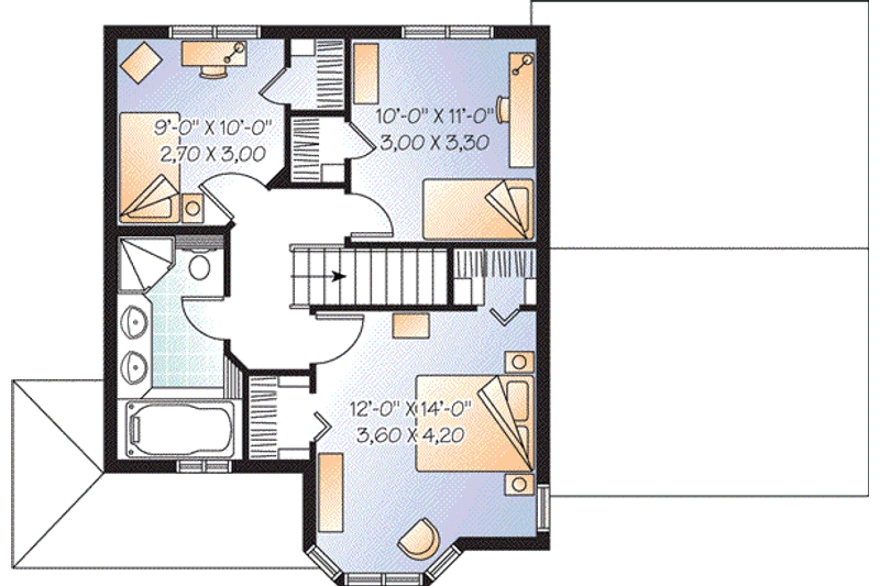 House Blueprint - Floor Plan - Upper Floor for Traditional House Plan #23-672 - 3 bed, 1.5 bath
