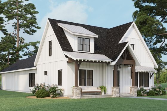 Exterior - Front Elevation 4 for Farmhouse House Plan #461-94 - 4 bed, 3 bath