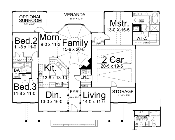 House Blueprint - Colonial Floor Plan - Main Floor Plan #119-328
