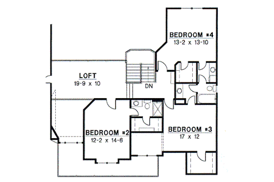 Floor Plan - Upper Floor for European House Plan #67-237 - 5 bed, 4 bath