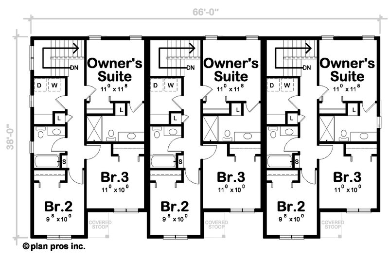 House Design - Floor Plan - Upper Floor for Contemporary House Plan #20-2558 - 3 bed, 2.5 bath