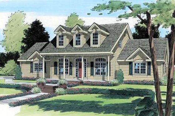 Exterior - Front Elevation for Country House Plan #312-153 - 3 bed, 2.5 bath
