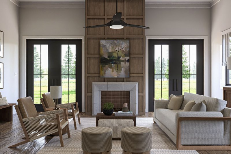 Home Plan - Interior - Family Room 1 for Barndominium House Plan #455-254 - 2 bed, 2 bath