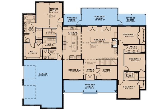 Floor Plan - Main Floor for Farmhouse House Plan #923-281 - 4 bed, 3.5 bath