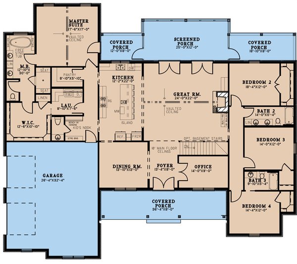House Blueprint - Farmhouse Floor Plan - Main Floor Plan #923-281