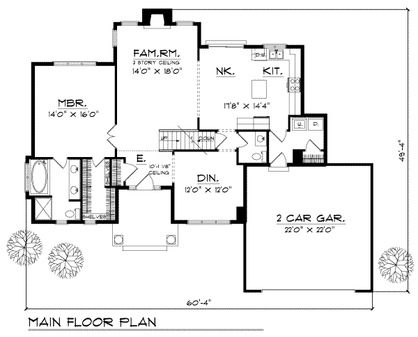 Home Plan - Traditional Floor Plan - Main Floor Plan #70-234