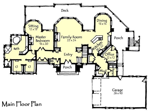 Craftsman Floor Plan - Main Floor Plan #921-6