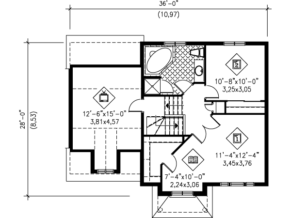 Country Floor Plan - Upper Floor Plan #25-4145