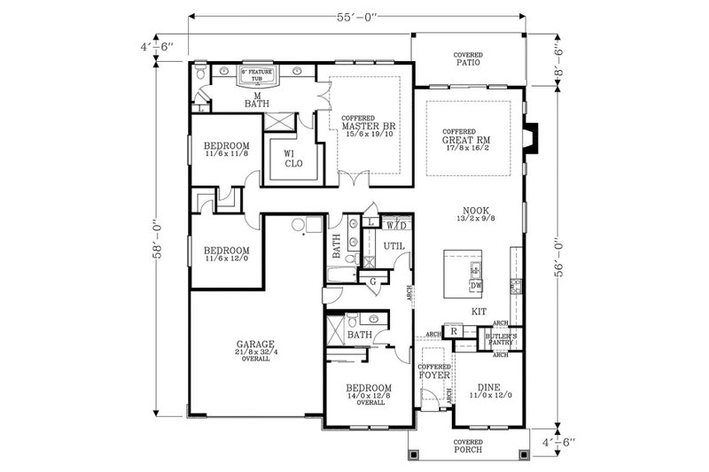 House Plan Design - Floor Plan - Main Floor for Craftsman House Plan #53-658 - 4 bed, 3 bath