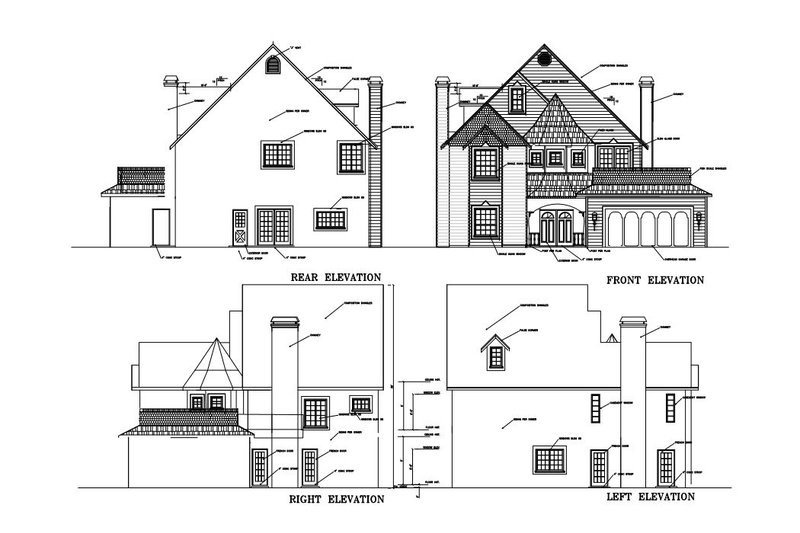 House Blueprint - Exterior - Other Elevation for European House Plan #1-579 - 3 bed, 2.5 bath
