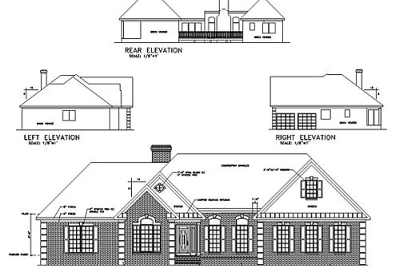 Dream House Plan - Exterior - Rear Elevation for Southern House Plan #56-168 - 4 bed, 2.5 bath