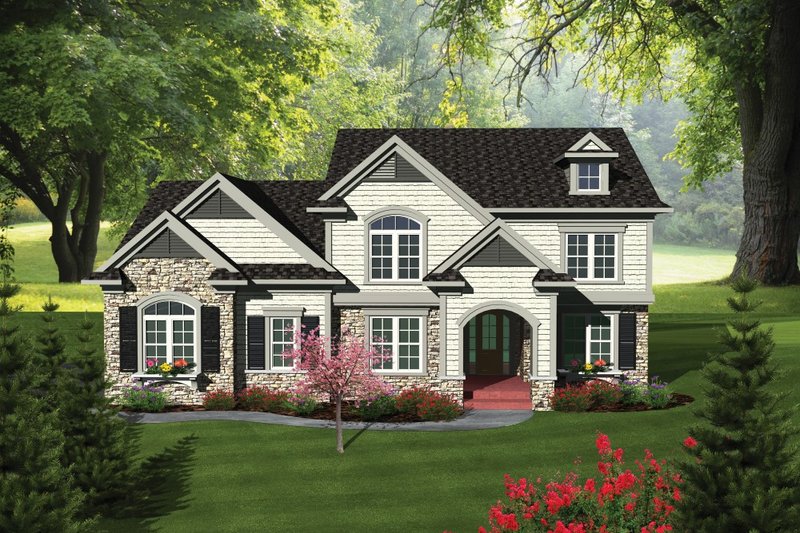 Architectural House Design - Traditional Exterior - Front Elevation Plan #70-1089