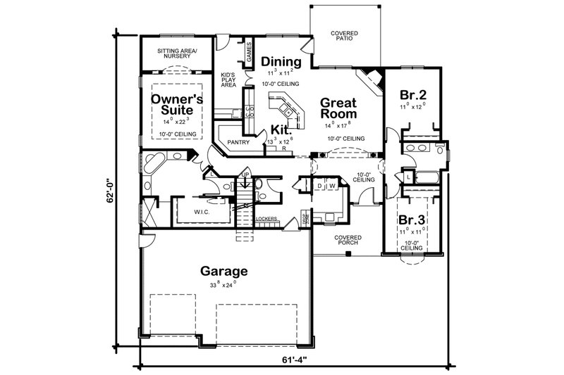 Home Plan - Floor Plan - Main Floor for Traditional House Plan #20-2078 - 3 bed, 2.5 bath