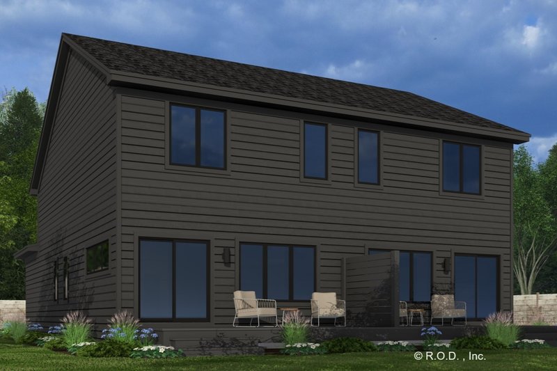 House Design - Exterior - Rear Elevation for Modern House Plan #51-1314 - 2 bed, 2.5 bath