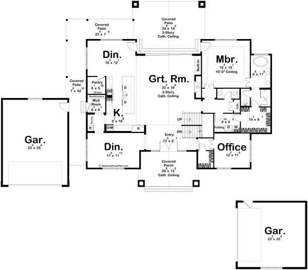 Dream House Plan - Floor Plan - Main Floor for Craftsman House Plan #455-627 - 4 bed, 4.5 bath