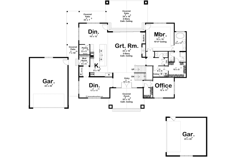 Architectural House Design - Floor Plan - Main Floor for Craftsman House Plan #455-627 - 4 bed, 4.5 bath