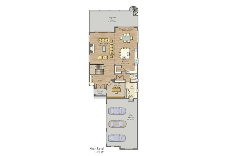 House Plan Design - Floor Plan - Main Floor for Craftsman House Plan #1057-30 - 5 bed, 4.5 bath