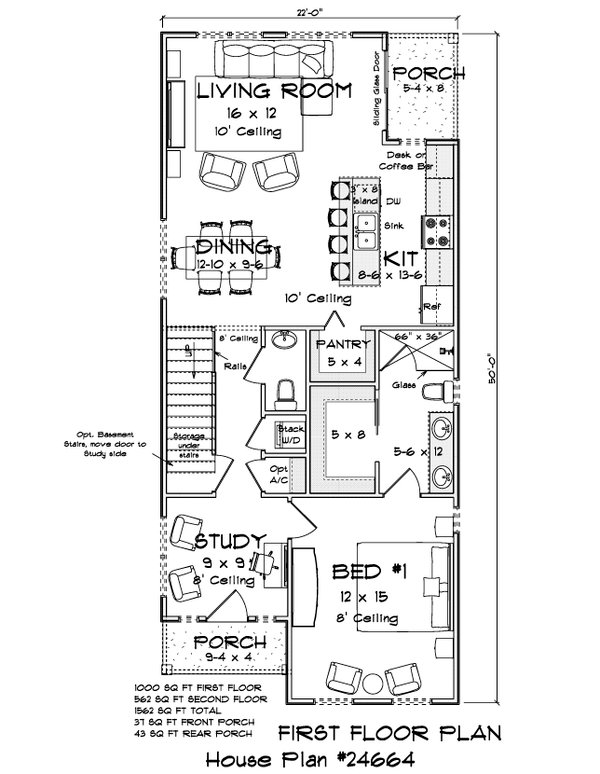 Architectural House Design - Floor Plan - Main Floor for Cottage House Plan #513-2457 - 3 bed, 2.5 bath