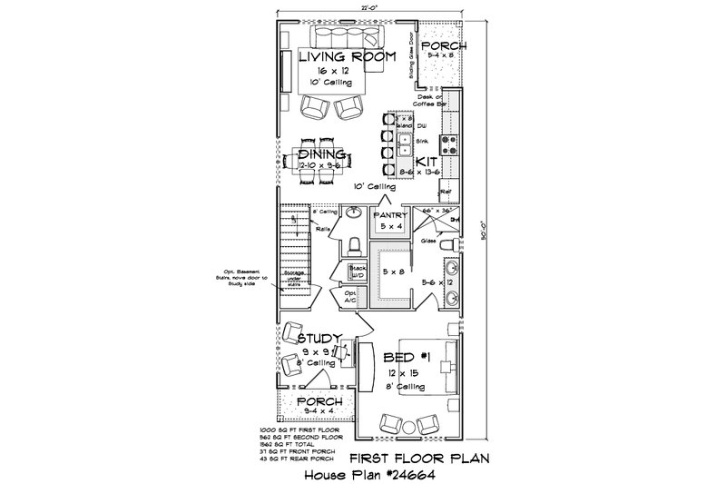 Architectural House Design - Floor Plan - Main Floor for Cottage House Plan #513-2457 - 3 bed, 2.5 bath