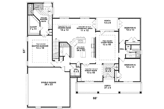 Floor Plan - Main Floor for Colonial House Plan #81-582 - 3 bed, 2.5 bath