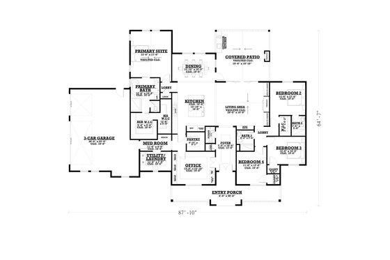 Floor Plan - Main Floor for Farmhouse House Plan #1112-16 - 4 bed, 3 bath