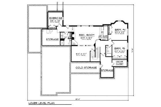 Floor Plan - Lower Floor for European House Plan #70-797 - 5 bed, 4 bath