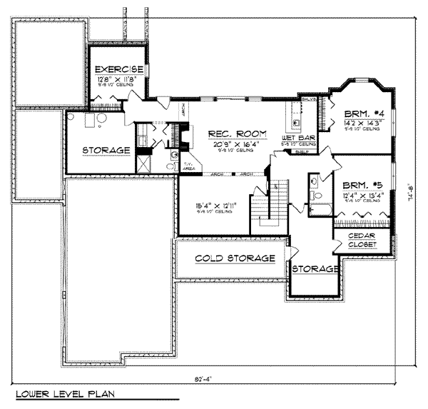 House Design - European Floor Plan - Lower Floor Plan #70-797