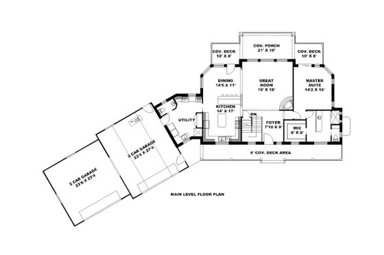 Floor Plan - Main Floor for Ranch House Plan #117-875 - 3 bed, 2.5 bath