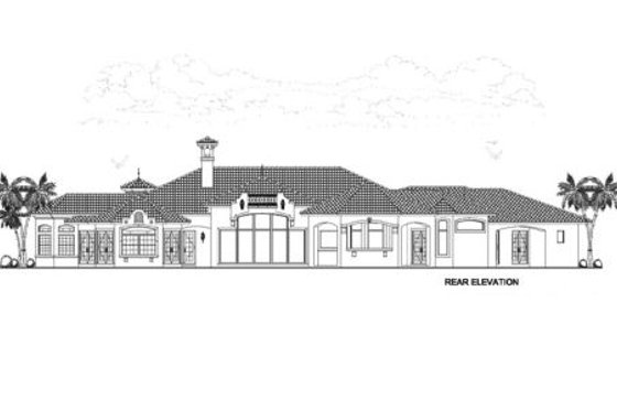 Exterior - Rear Elevation for European House Plan #420-125 - 4 bed, 5.5 bath