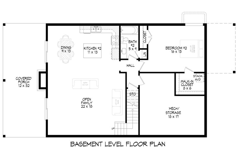 Architectural House Design - Floor Plan - Lower Floor for Country House Plan #932-1240 - 2 bed, 2.5 bath