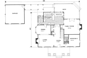 Floor Plan - Main Floor for Southern House Plan #129-159 - 4 bed, 4.5 bath