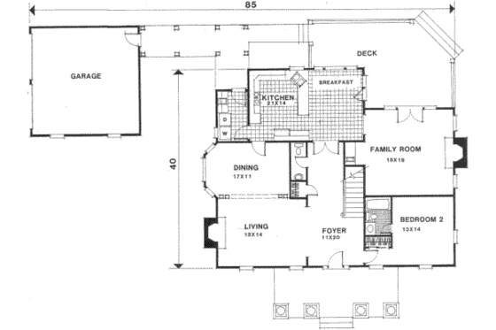 Floor Plan - Main Floor for Southern House Plan #129-159 - 4 bed, 4.5 bath