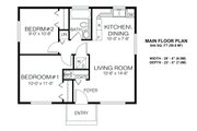 Cottage Style House Plan - 2 Beds 1 Baths 644 Sq/Ft Plan #1100-66 