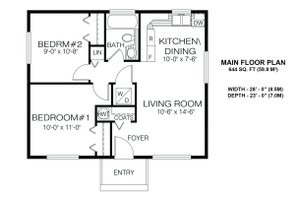 Floor Plan - Main Floor for Cottage House Plan #1100-66 - 2 bed, 1 bath