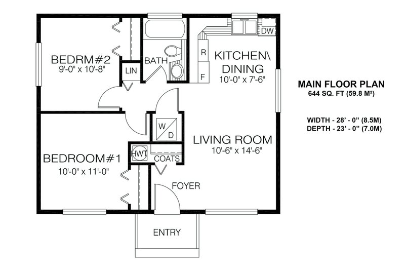 Home Plan - Floor Plan - Main Floor for Cottage House Plan #1100-66 - 2 bed, 1 bath