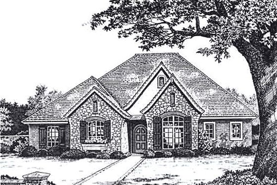 Exterior - Front Elevation for European House Plan #310-925 - 3 bed, 2.5 bath