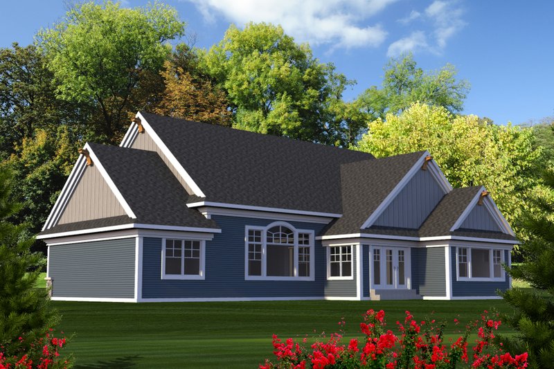 Home Plan - Exterior - Rear Elevation for Craftsman House Plan #70-1215 - 3 bed, 2 bath