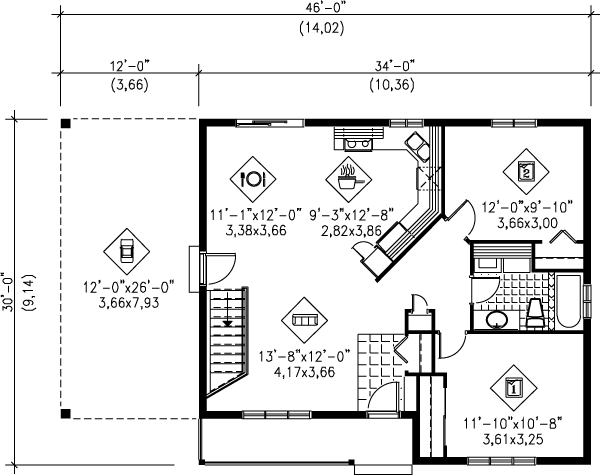 Dream House Plan - Ranch Floor Plan - Main Floor Plan #25-1092
