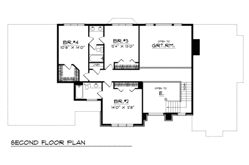 Home Plan - Floor Plan - Upper Floor for European House Plan #70-485 - 4 bed, 3.5 bath