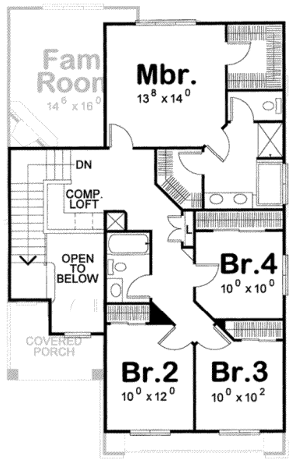 House Blueprint - European Floor Plan - Upper Floor Plan #20-1657