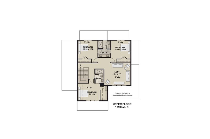 Architectural House Design - Floor Plan - Upper Floor for Bungalow House Plan #51-1364 - 4 bed, 3.5 bath