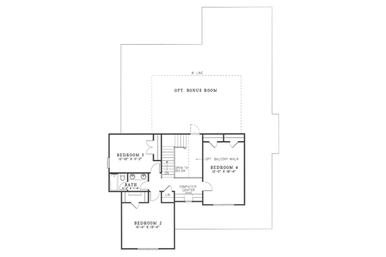 Floor Plan - Upper Floor for Southern House Plan #17-288 - 4 bed, 2.5 bath