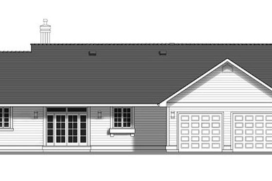Exterior - Rear Elevation for Ranch House Plan #427-12 - 3 bed, 3 bath