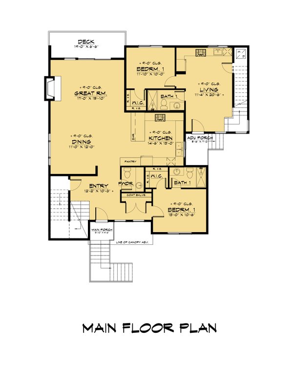 House Blueprint - Craftsman Floor Plan - Main Floor Plan #1066-324