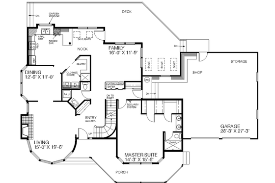 Floor Plan - Main Floor for Traditional House Plan #60-199 - 4 bed, 3.5 bath