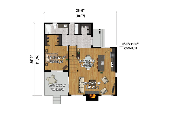 Floor Plan - Main Floor for Cottage House Plan #25-4923 - 3 bed, 1.5 bath